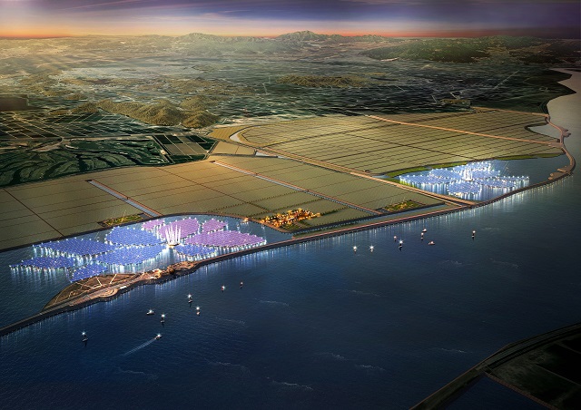 ▲ 새만금 수상태양광 발전소 조감도.ⓒ한양