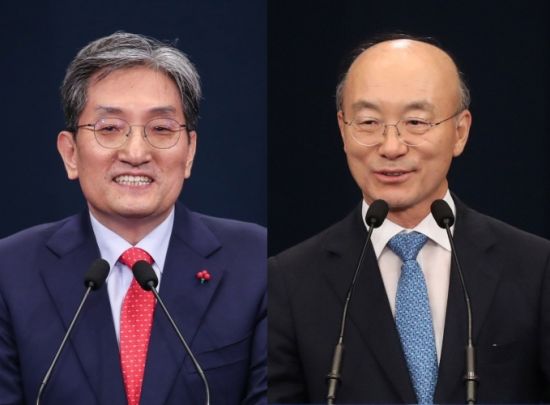 ▲ 노영민 청와대 비서실장을 비롯한 수석비서관 5명이 사의를 표명했다. 사진은 노영민 실장(왼쪽)과 김조원 민정수석. ⓒ연합뉴스