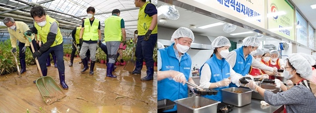 ▲ 왼쪽부터 농협금융지주와 우리금융지주가 봉사활동을 하고 있는 모습. ⓒ각 사