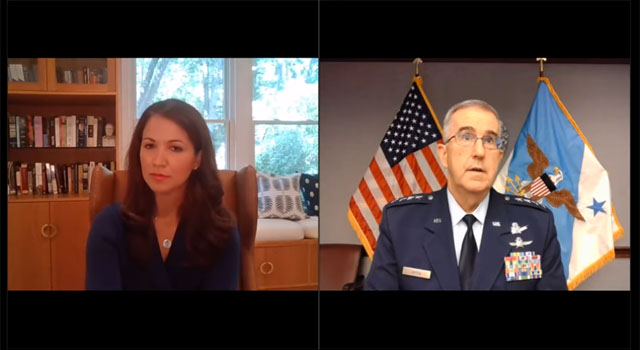 ▲ 존 하이튼 미군 합참차장은 허드슨연구소와의 화상대담에서 