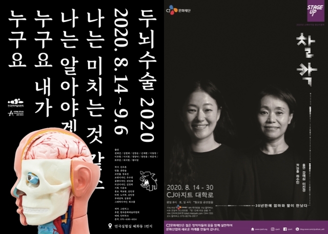 ▲ 연극 '찰칵'과 '두뇌수술 2020' 포스터.ⓒ즉각반응, 그린피그