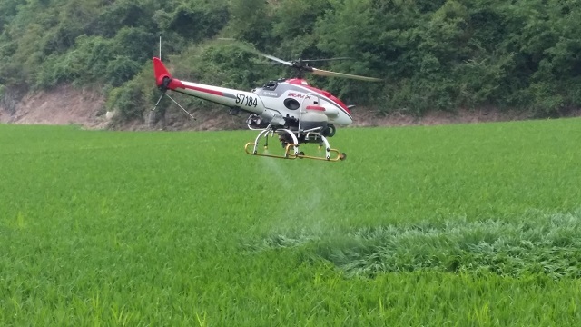 ▲ 울진군은 무인항공기를 이용한 긴급방제를 시행했다.ⓒ울진군