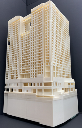 ▲ 롯데건설이 3D 프린팅 기술로 디지털 목업(Digital Mock-Up·실물 모형)을 적용한 원효로 역세권 청년주택. ⓒ 롯데건설