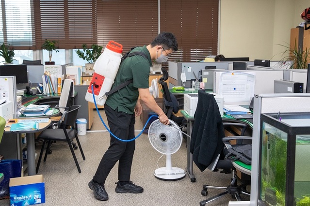 ▲ 증평군의 코로나19 방역 장면.ⓒ증평군