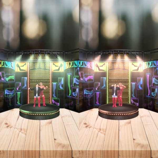 ▲ 뮤지컬 '킹키부츠' AR콘텐츠(이석훈·강홍석 레이쥬업).ⓒCJ ENM