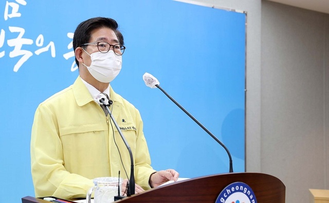 ▲ 양승조 충남도지사가 3일 도청 프레스센터에서 기자회견을 하고 있다.ⓒ충남도