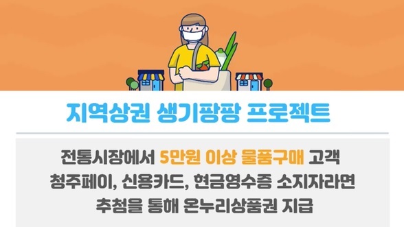 ▲ 청주전통시장연합회가 오는 14일부터 30일까지 진행하는 '지역상권 생기팡팡 프로젝트'홍보물.ⓒ청주시