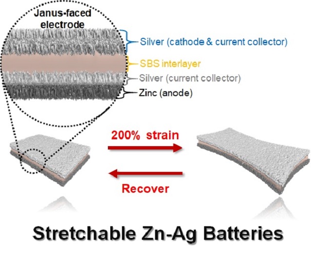 ▲ POSTECH과UNIST는 야누스 전극 이용해 연신성 아연-은 이차 전지를 개발했다.ⓒ포스텍