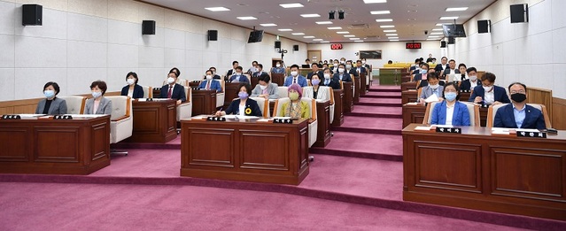▲ 청주시의회 제56회 임시회때 회의 모습.ⓒ청주시의회