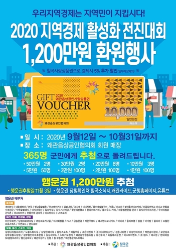 ▲ 왜관읍상공인협의회는 회원들이 자발적으로 모금한 1200만 원으로 ‘지역경제활성화 1200만원 환원행사’를 실시한다.ⓒ칠곡군