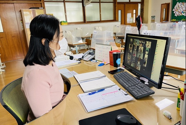 ▲ 온라인 화상 수업 모습.ⓒ충북도교육청