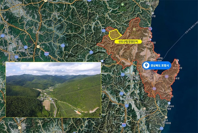 ▲ 포항시 죽장면‘2021년 선도산림경영단지 공모사업’선정 항공 사진.ⓒ포항시