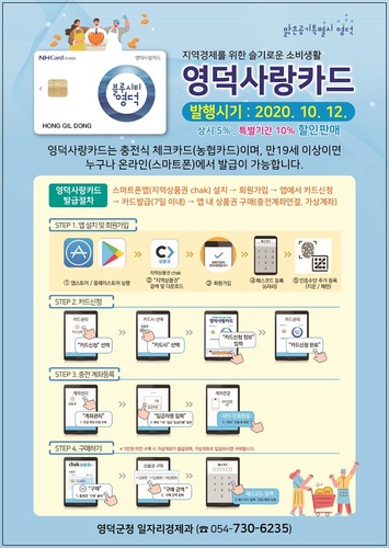 ▲ 영덕사랑카드 발급 포스터.ⓒ영덕군