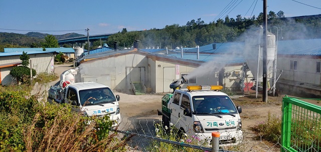 ▲ 포항시는 아프리카돼지열병 차단 위해 특별방역을 실시했다.ⓒ포항시