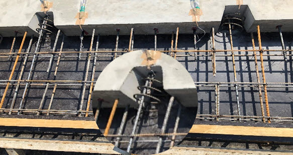 ▲ 공동주택 리모델링 슬래브 신구 접합부 연결 기술. ⓒ 포스코건설