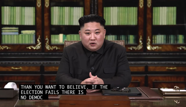 ▲ AI 딥페이크 기술을 사용한 미국대선투표 독려 영상이 화제다. 영상 속 김정은의 모습. ⓒ유튜브 해당 영상 캡쳐.