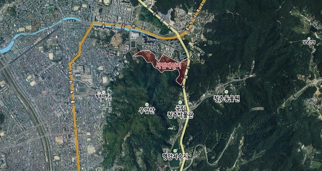 ▲ 최근 환경부의 '도시생태출 복원사업' 대상지로 선정된 청주시의 '우암산 근린공원' 위치도.ⓒ청주시