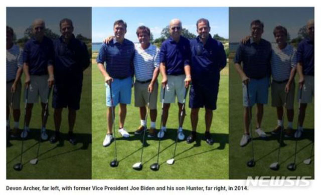 ▲ 조 바이든 부자와 우크라이나 '부리스마' 관계자들. 2019년 9월 폭스뉴스가 입수해 공개했다. ⓒ뉴시스. 무단전재 및 재배포 금지.