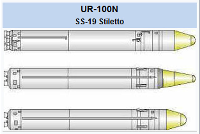 ▲ 구소련제 ICBM 'UR-100N'의 형태. 1975년 실전배치를 시작, 현재까지 사용 중이다. ⓒ위키피디아 공개사진.