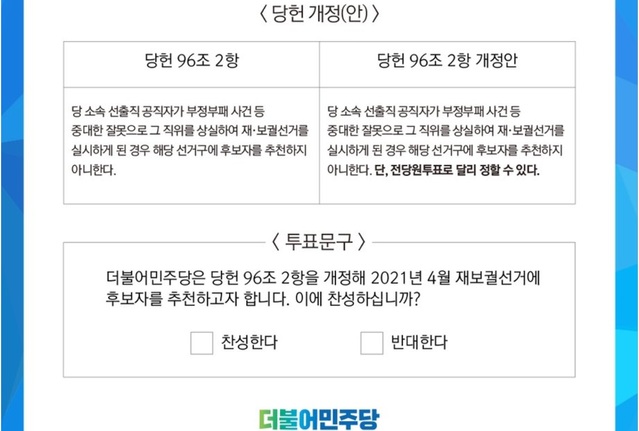 ▲ 10월 31일부터 11월 1일까지 진행되는 민주당 전당원투표 공고문 일부. ⓒ더불어민주당 트위터 캡처