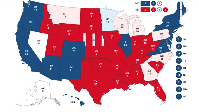 ▲ 미국 동부표준시 4일 자정 기준 개표상황. ⓒ폭스뉴스 관련보도 화면캡쳐.