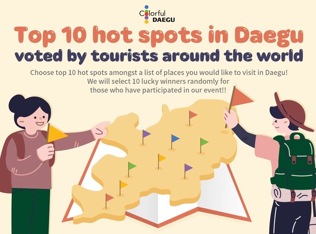 ▲ 대구시와 대구관광뷰로는 22일부터 30일까지 인스타그램, 웨이보 등 대구관광 소셜네트워크서비스(SNS) 해외 채널을 통해 외국인 관광객을 대상으로 ‘대구 핫플레이스 추천 이벤트’를 마련했다.ⓒ대구시
