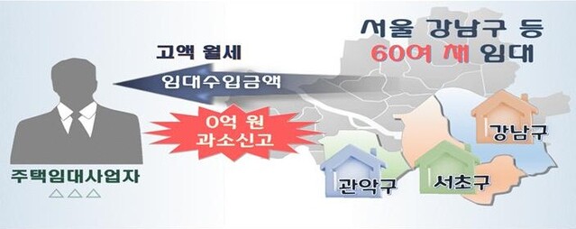▲ 서울 강남지역 임대사업자의 수입금액 과소신고 사례 ⓒ국세청 자료