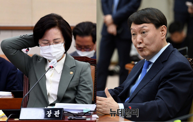 ▲ (좌) 추미애 법무부장관 ⓒ뉴시스, (우) 윤석열 검찰총장 ⓒ박성원 기자