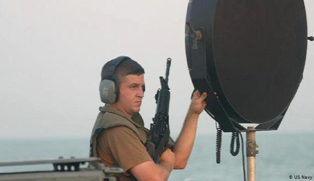 ▲ 미 해군이 사용 중인 극초음파 무기 LARD(장거리 음향장치). ⓒ미 해군 공개사진.