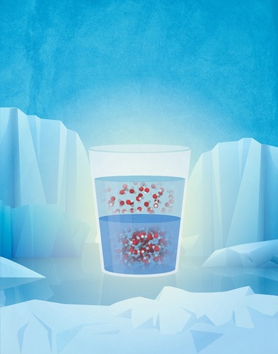 ▲ 영하 70℃의 얼지 않은 무거운 물을 만들어 100 펨토초 이하의 X선을 이용해 이 물이 가벼운 물로 바뀌는 과정을 관측한 사진.ⓒ포스텍