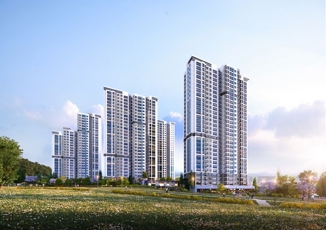 ▲ 전남 광양 황금택지지구 26-1블록 지역주택조합아파트 조감도.ⓒ한라