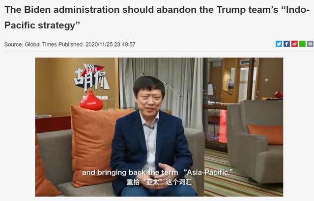▲ 후시진 환구시보 편집장이 '글로벌타임스' 홈페이지에 올린 영상에서 