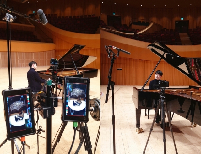 ▲ 선우예권이 롯데콘서트홀에서 피아노를 연주하는 모습.ⓒ롯데문화재단