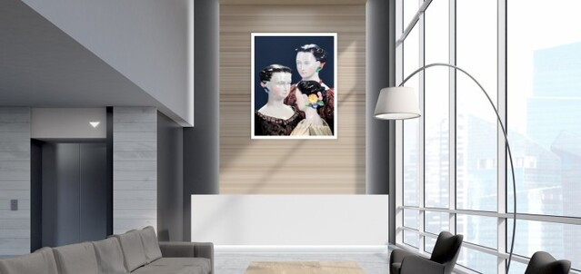 ▲ 사무실 '미술공유서비스' 사이버전시관(최지원 '세 사람의 대화').ⓒ예술경영지원센터