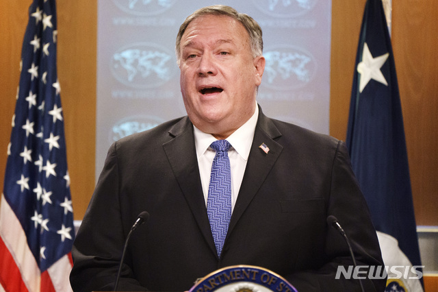 ▲ 마이크 폼페이오 미 국무장관. 폼페이오 장관은 7일(현지시각) 홍콩 야당의원 탄압에 대한 책임을 물어 중국 전국인민대표대회 상무위원회 14명 부위원장을 제재한다고 발표했다. ⓒ뉴시스