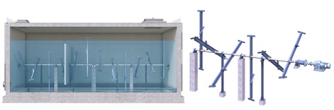 ▲ 상하 교반기를 소화주 내부에 설치한 모습. ⓒ 금호산업