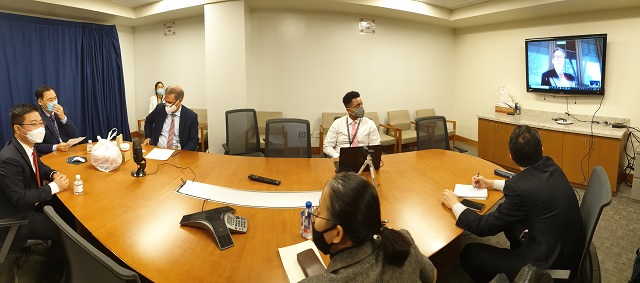 ▲ 지성호 국민의힘 의원이 미 국무부 인사들과 회의를 하고 있다.ⓒ지성호의원실