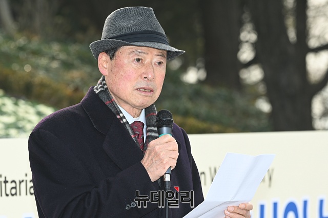 ▲ 이재춘 장진호전투70주년기념사업회 상임대표는 대회사에서 