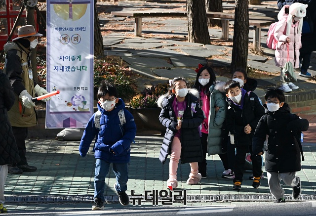 ▲ 사회적 거리두기 2.5단계가 시행중인 14일 오후 서울 시내 한 초등학교에서 초등학생들이 하교하고 있다. ⓒ권창회 기자