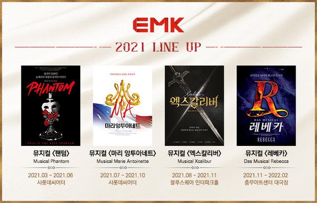 ▲ EMK 2021년 라인업.ⓒEMK뮤지컬컴퍼니