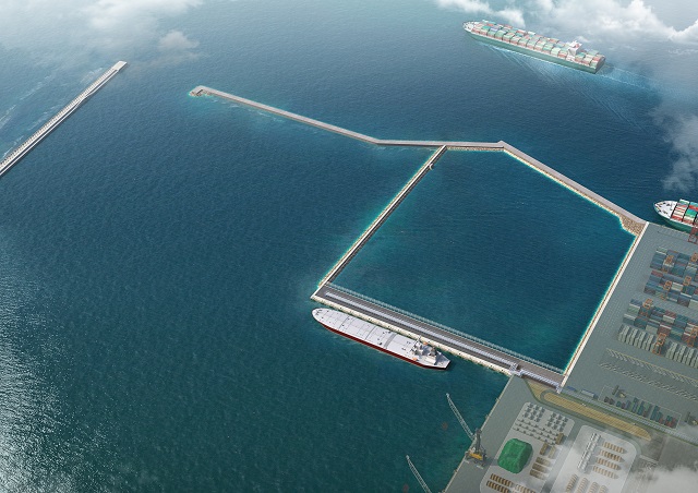 ▲ 울산 남구 황성동 북신항 액체부두 축조공사 조감도.ⓒ한양