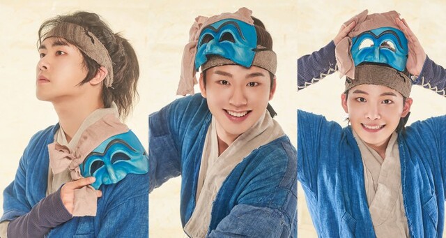 ▲ 뮤지컬 '스웨그에이지: 외쳐, 조선!'에서 '단' 역의 이호원·양희준·박정혁.ⓒPL엔터테인먼트