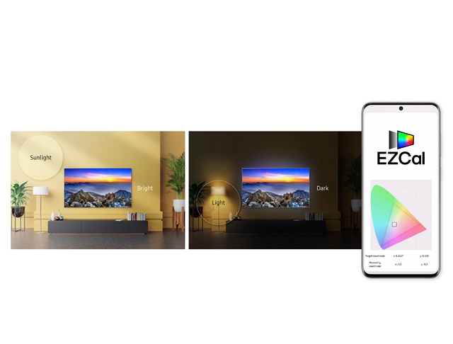 ▲ 스마트폰을 활용해 영화관 화질을 그대로 집에서 즐길 수 있도록 해주는 TV 화질 조정 솔루션 '이지칼'. ⓒ삼성전자