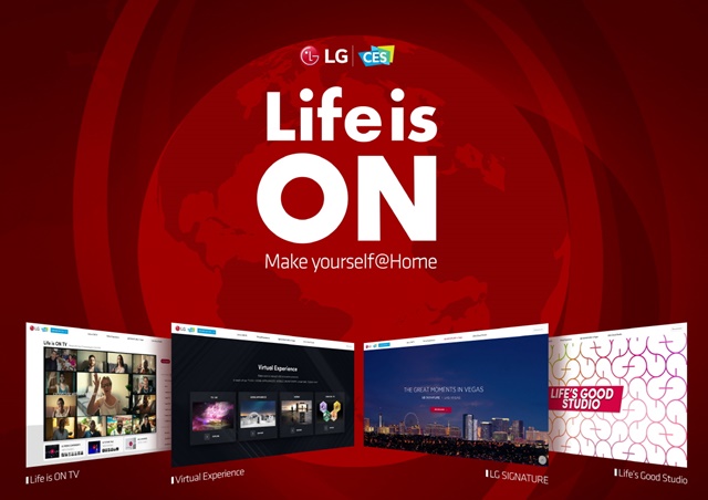 ▲ (왼쪽부터) 인터넷 방송관(Life is ON TV), 가상전시관(Virtual Experience), LG 시그니처 브랜드관(LG SIGNATURE in Vegas), MZ 특별관(Life`s Good Studio). ⓒLG전자