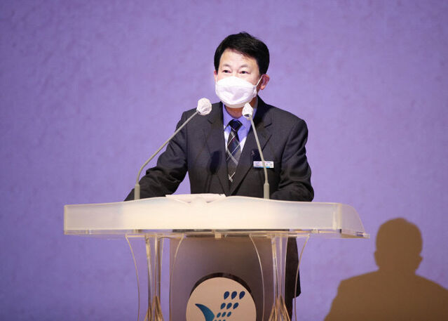 ▲ 고효열 충남 보령부시장이 지난 4일 온라인으로 가진 취임식에서 인사말을 하고 있다. ⓒ보령시