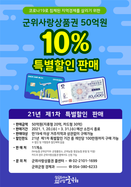 ▲ 군위사랑상품권 특별할인 판매 포스터.ⓒ군위군