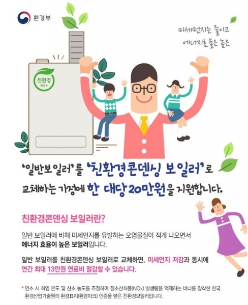 ▲ 예천군이 2월 15일까지 미세먼지 저감과 난방비 절약효과를 동시에 얻을 수 있는 친환경 ‘가정용 저녹스 보일러’ 설치 지원비 사업 신청을 받는다.ⓒ예천군