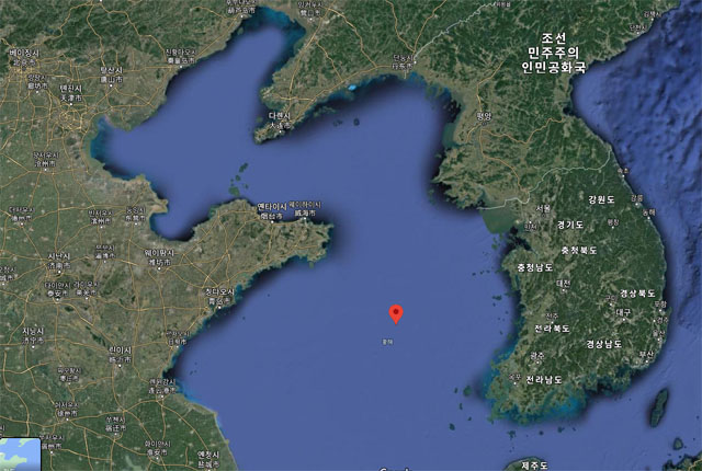 ▲ 19일 새벽 발생한 지진 진앙지. 중국 해역이라지만 한반도에 더 가깝다. ⓒ구글 지도 캡쳐.