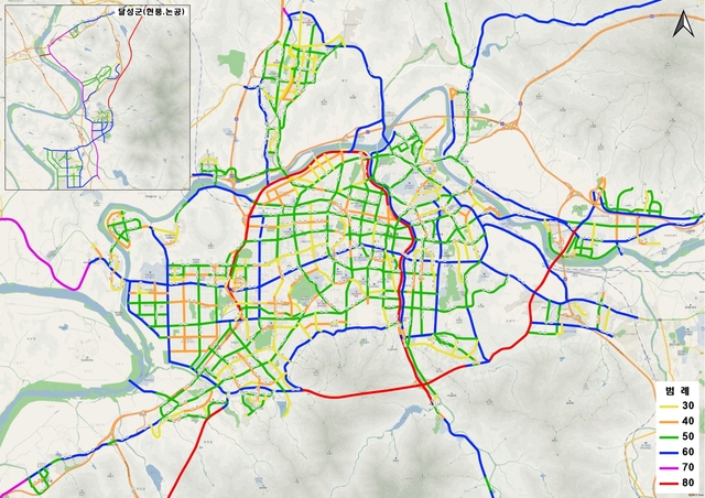 ▲ 대구시와 대구경찰청은 도심 통행속도를 낮추는 안전속도 5030을 위해 지난해 9월 대구 지역 269개 도로(세부 831개 구간)에 대한 제한속도를 확정하고, 올해 1~3월 속도표지판, 노면표시 등 교통안전시설물 정비 후 오는 4월부터 도로 차량속도를 재편한다.ⓒ대구시