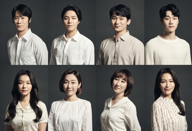 ▲ 음악극 '태일' 출연 배우(위 진선규·박정원·강기둥·이봉준, 아래 정운선·한보라·김국희·백은혜).ⓒ플레이더상상